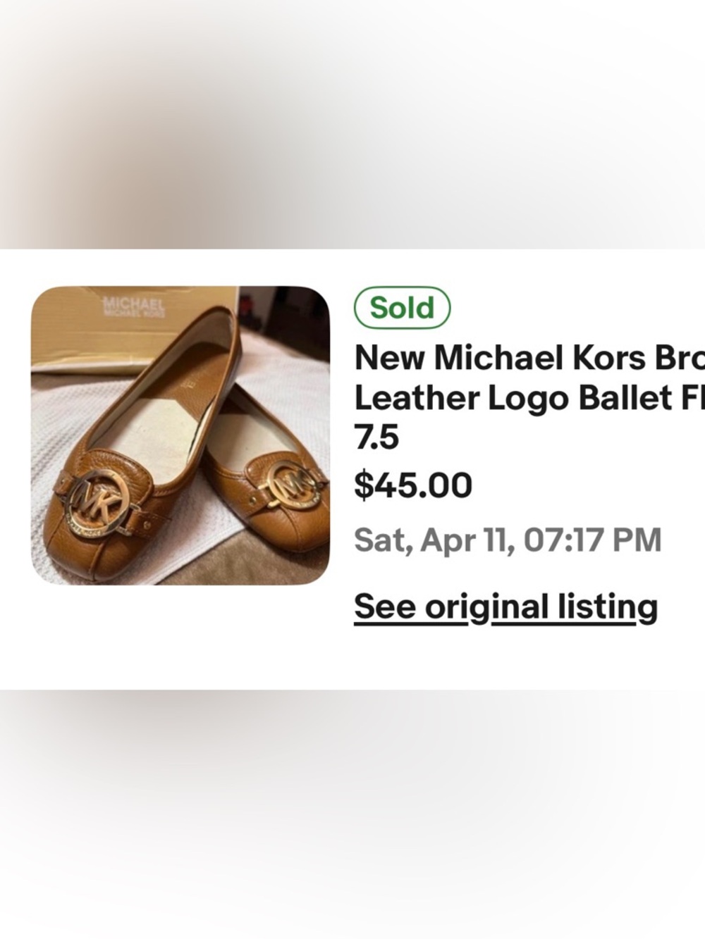 Michael Kors Brown Leather Fulton Logo Ballet Flats Loafers Shoes Size 10 - Picture 5 of 5